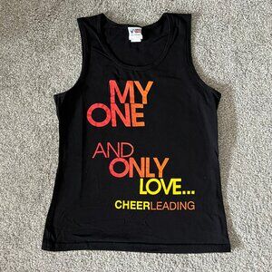 Vintage Varsity cheer tank‎ top womens medium black orange love sporty USA 90s